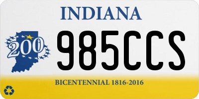 IN license plate 985CCS