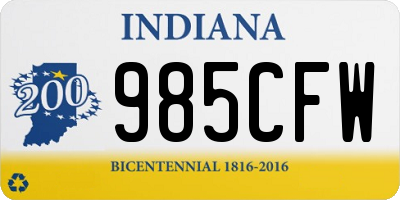 IN license plate 985CFW