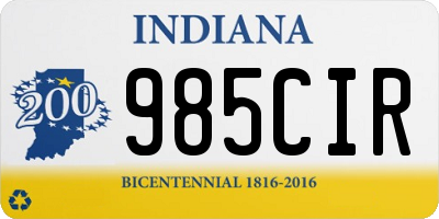IN license plate 985CIR