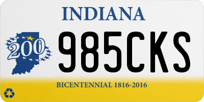 IN license plate 985CKS