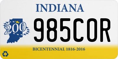 IN license plate 985COR