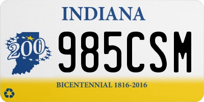 IN license plate 985CSM