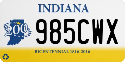 IN license plate 985CWX