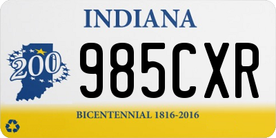IN license plate 985CXR