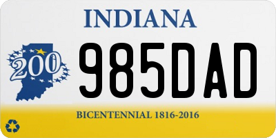 IN license plate 985DAD