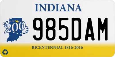 IN license plate 985DAM