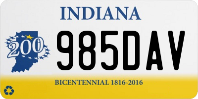 IN license plate 985DAV