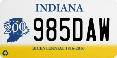 IN license plate 985DAW