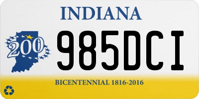 IN license plate 985DCI