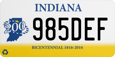 IN license plate 985DEF