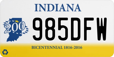 IN license plate 985DFW