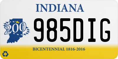 IN license plate 985DIG