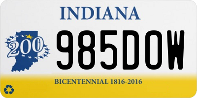 IN license plate 985DOW