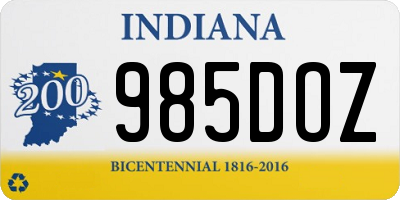 IN license plate 985DOZ