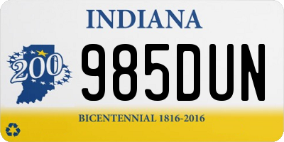 IN license plate 985DUN