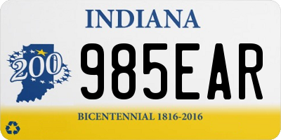 IN license plate 985EAR