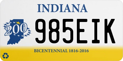 IN license plate 985EIK