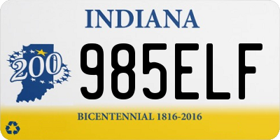 IN license plate 985ELF