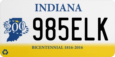 IN license plate 985ELK