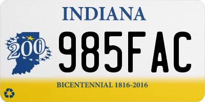 IN license plate 985FAC