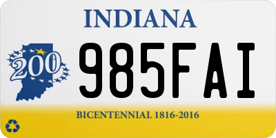 IN license plate 985FAI