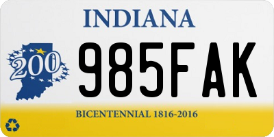 IN license plate 985FAK