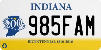 IN license plate 985FAM