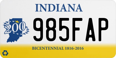 IN license plate 985FAP