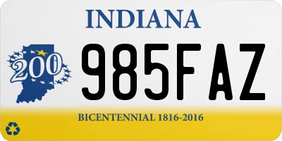 IN license plate 985FAZ