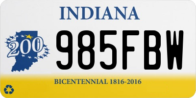 IN license plate 985FBW