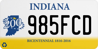 IN license plate 985FCD