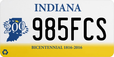 IN license plate 985FCS