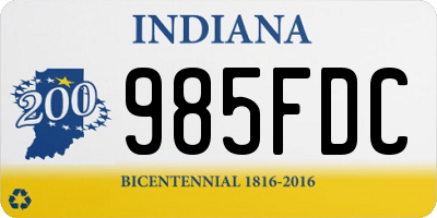 IN license plate 985FDC