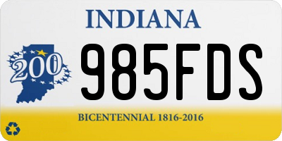 IN license plate 985FDS