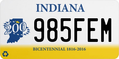 IN license plate 985FEM