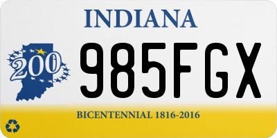 IN license plate 985FGX