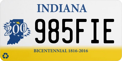 IN license plate 985FIE