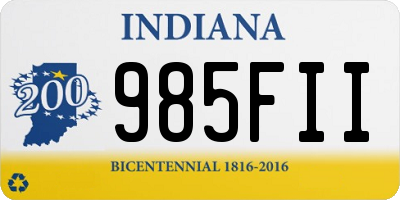 IN license plate 985FII