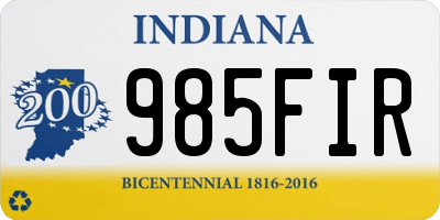 IN license plate 985FIR