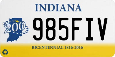 IN license plate 985FIV