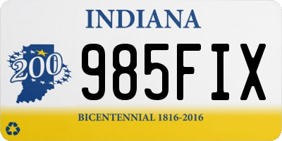 IN license plate 985FIX