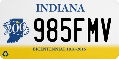 IN license plate 985FMV