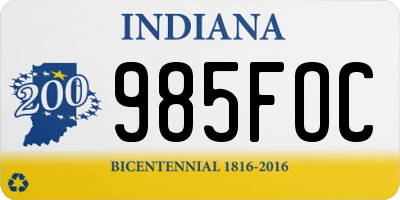 IN license plate 985FOC