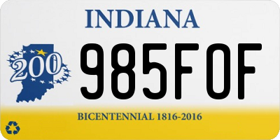 IN license plate 985FOF