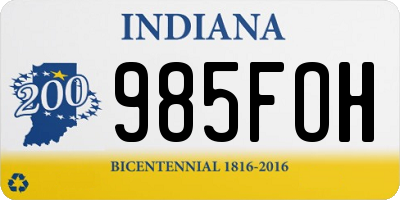 IN license plate 985FOH