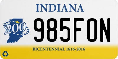 IN license plate 985FON