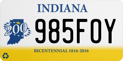 IN license plate 985FOY