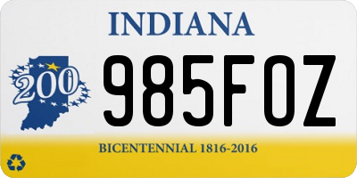 IN license plate 985FOZ