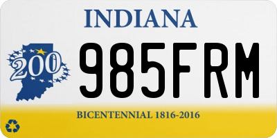 IN license plate 985FRM