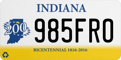 IN license plate 985FRO